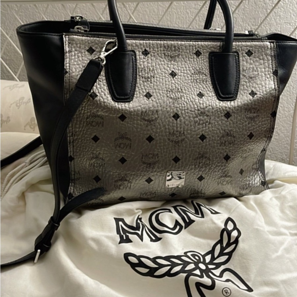 MCM Black and Silver Tote Bag